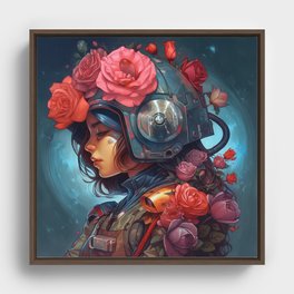 Sad Space Marine Girl Framed Canvas