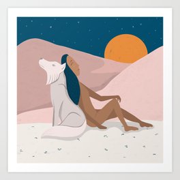 Desert Wolf and Women Art Print