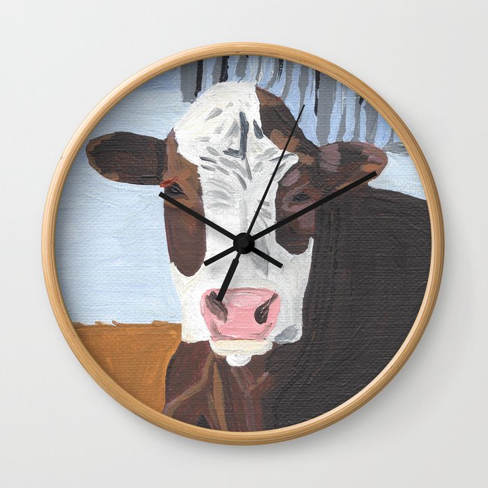 Cow In The Winter Wall Clock