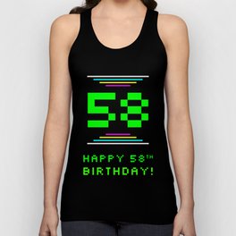[ Thumbnail: 58th Birthday - Nerdy Geeky Pixelated 8-Bit Computing Graphics Inspired Look Tank Top ]