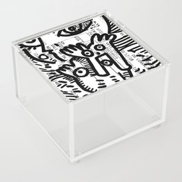 Creatures Graffiti Black and White on French Train Ticket Acrylic Box