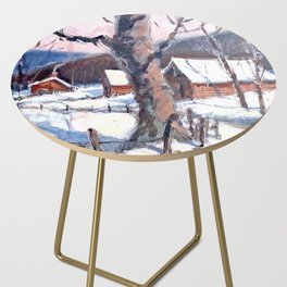 Log Cabins In Winter Side Table