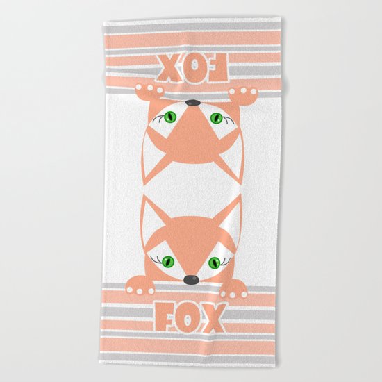 Little curious Fox . Beach Towel