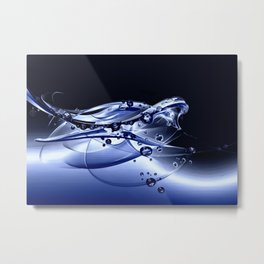 Wasserspiel - water play Metal Print | Dekorativ, Metallisch, Blasen, Tropfen, Blau, Abstract, Digital, Graphicdesign, Nature, Schwarz 
