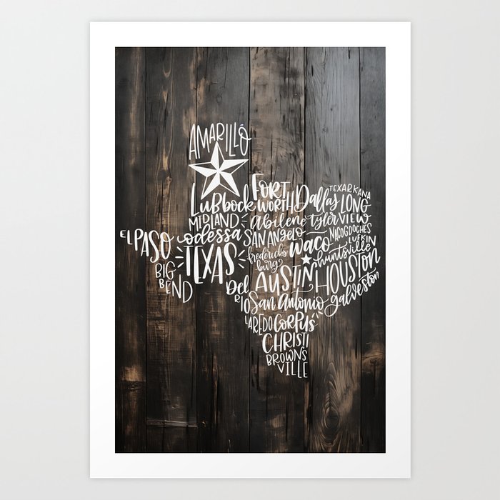Texas State Cities 324 Art Print