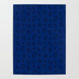 Blue and Black Gems Pattern Poster