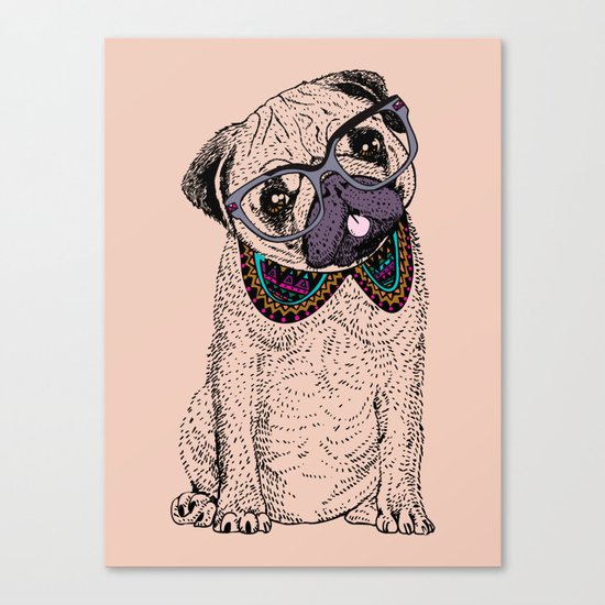 Hipster Pug Canvas Print