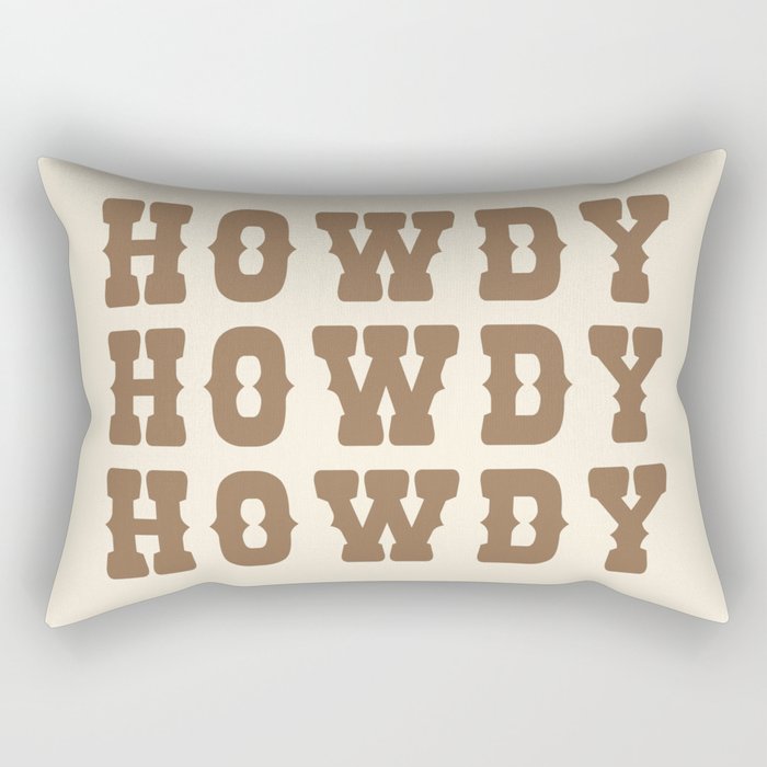 Beige and Brown Bold Howdy Print Rectangular Pillow