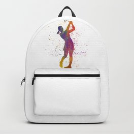 Female golf player competing in watercolor 04 Backpack