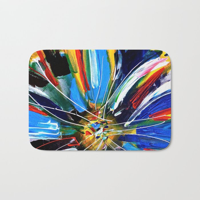 Dutch Spin - Colorful abstract painting flower Bath Mat