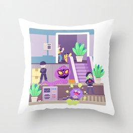 Tiny Worlds - Rocket HQ Throw Pillow