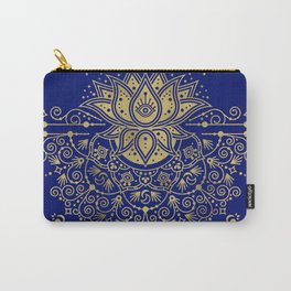 Sacred Lotus Mandala – Navy & Gold Palette Carry-All Pouch