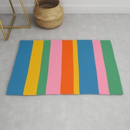 Rainbow Pop Colourful Vertical Stripe Pattern Area & Throw Rug