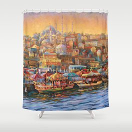 Istanbul Golden Horn Bay Shower Curtain