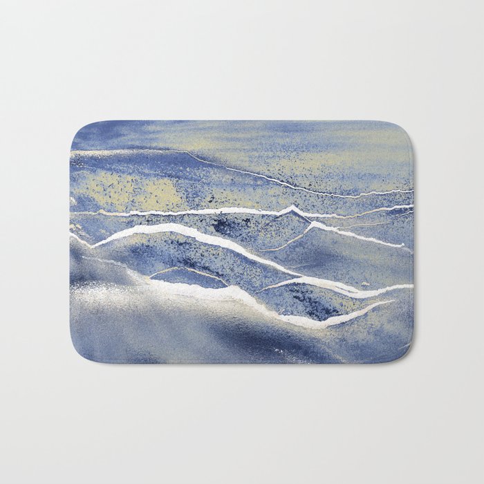 Blue Abstract Mountains Bath Mat