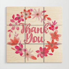 Thank You Note - Cute Floral  Wood Wall Art