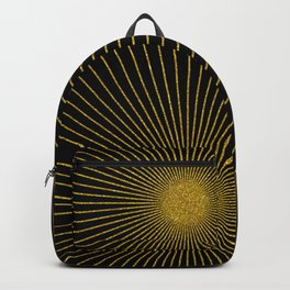 Black and gold glitter sun rays, gold glitter abstract geometry Backpack