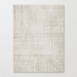 Minimalist White Beige Lines Geometric II Canvas Print