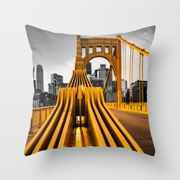 Pittsburgh Pennsylvania City Skyline Bridge Photography Print Throw Pillow