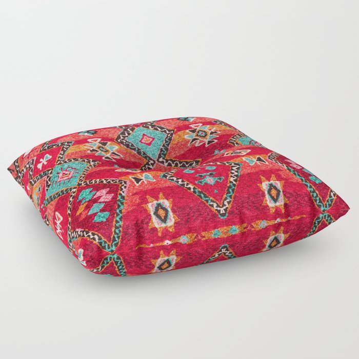 N197 - Red Oriental Heritage Bohemian Traditional Moroccan Style Floor Pillow
