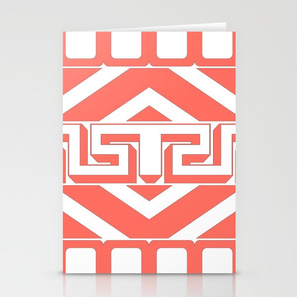 GEOMETRIC PATTERN IN LIVING CORAL Stationery Cards