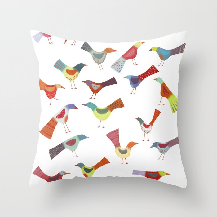 Birds doing bird things Throw Pillow