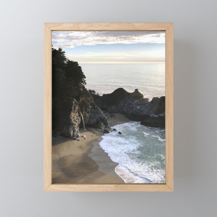 Mcway Falls Big Sur Ca Sunset Framed Mini Art Print By Mckennapetersen Society6