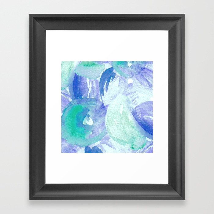 Turquoise Florals Framed Art Print