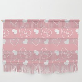 Valentines Day White Hand Drawn Hearts Wall Hanging