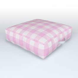 Blush pink white gingham 80s classic picnic pattern Outdoor Floor Cushion