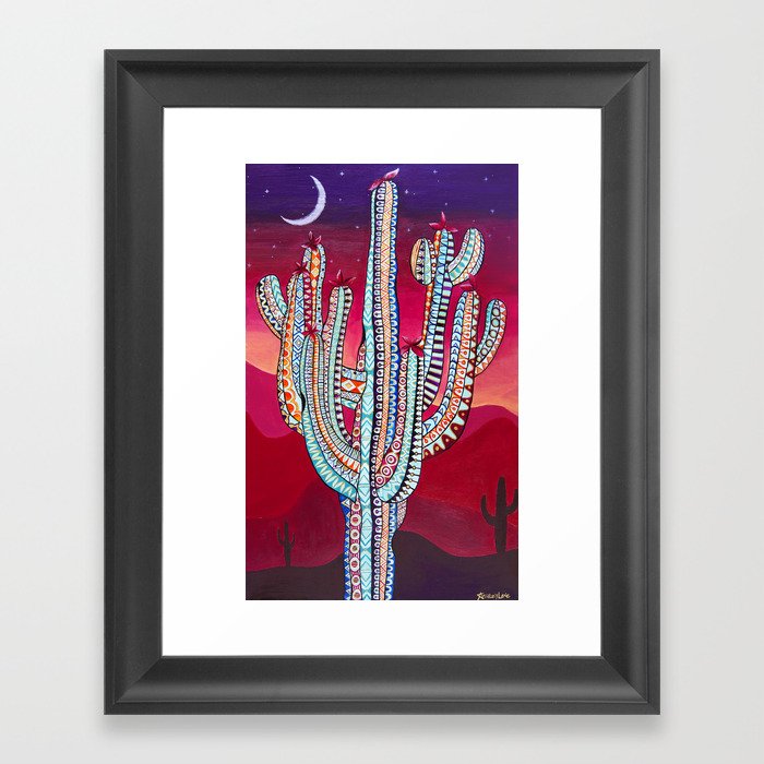 Saguaro Sunset painting by Ashley Lane desert sunset cactus Framed Art Print