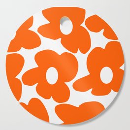 Orange Retro Flowers White Background #decor #society6 #buyart Cutting Board