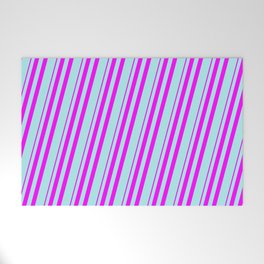 [ Thumbnail: Fuchsia & Turquoise Colored Striped/Lined Pattern Welcome Mat ]