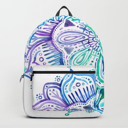 Iridescent Aqua and Purple Watercolor Mandala Backpack