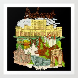 Bucharest Art Print | Skyline, Flag, Europeanunion, Cities, Made, Bucharestromania, Graphicdesign, Love, Centraleurope, Born 