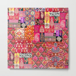 Oriental Antique Traditional Moroccan Handmade Fabric Style Collage Artwork Metal Print | Boho, Travel, Sahara, Alhambra, Heritage, Graphicdesign, Anthropologie, Inspiration, Hippie, Gift 