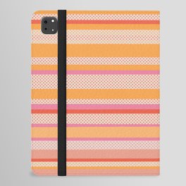 Cheerful Retro Stripes and Dots Pattern Pink Orange 2 iPad Folio Case