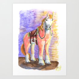 Toccata the Pink and White Horse Art Print