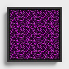 Small Bright Dayglo Pink Halloween Motifs Skulls, Spells & Cats on Spooky Black Framed Canvas