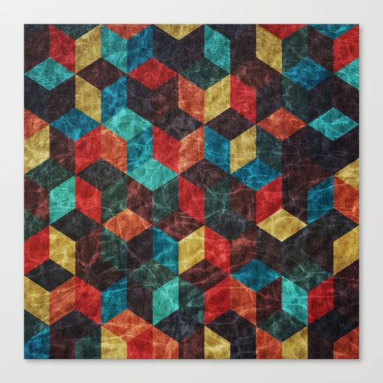 Colorful Isometric Cubes Canvas Print