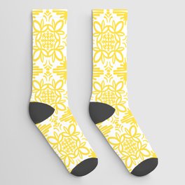 Cheerful Retro Modern Kitchen Tile Mini Pattern Yellow Socks