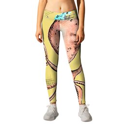 Quirky Octopus Orange Yellow Leggings