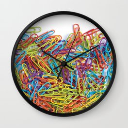 Colorful paperclips texture Wall Clock
