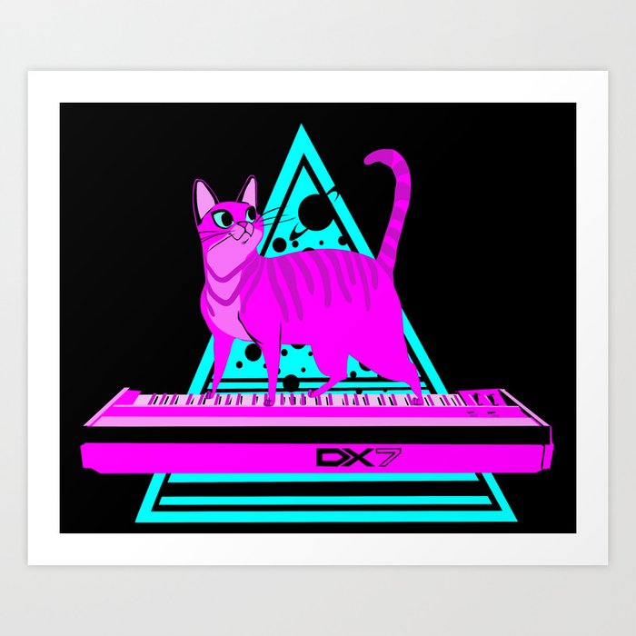 Pink Cat in Space Art Print