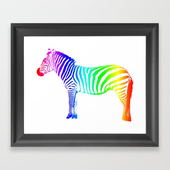 Coloured Zebra Framed Art Print