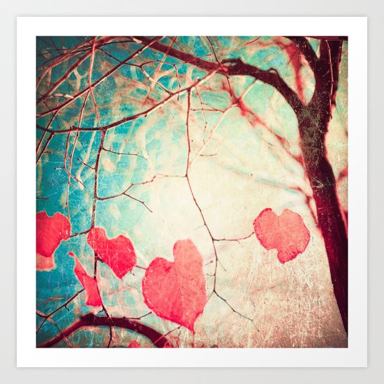 Tree autumn and blue textured sky Art Print