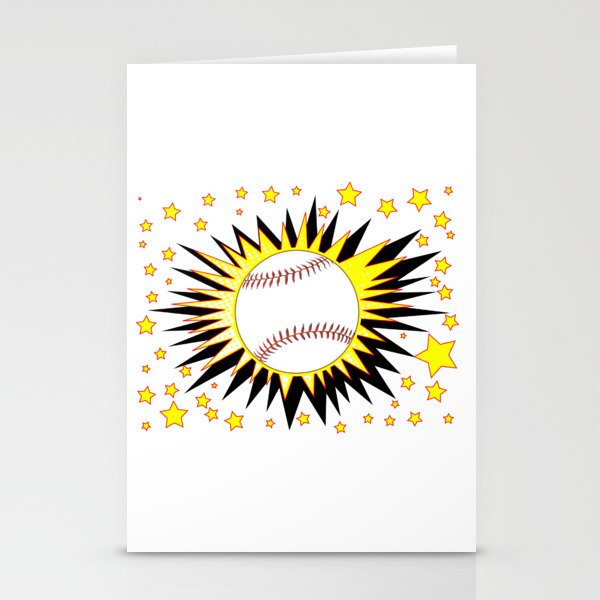 Baseball Splash With Stars Stationery Cards