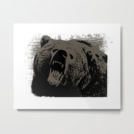 Grizzly bear ready to attack deterring intruders. Gift for boyfriend. Perfect present for mom mother Metal Print