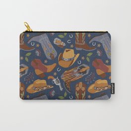Embroidered cowgirls | Blue Carry-All Pouch