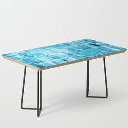 Modern Abstract Digital Paint Strokes in Turquoise Blue Coffee Table